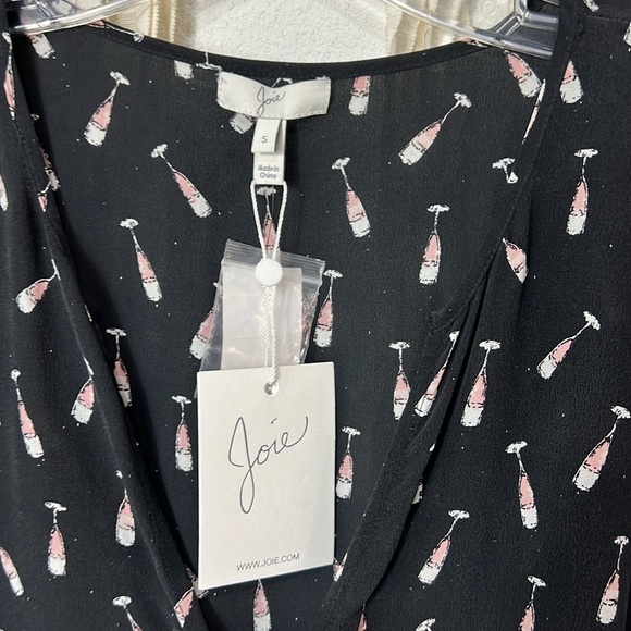 Joie NWT Pink Champagne Print Silk Blouse Size Small - Picture 4 of 13